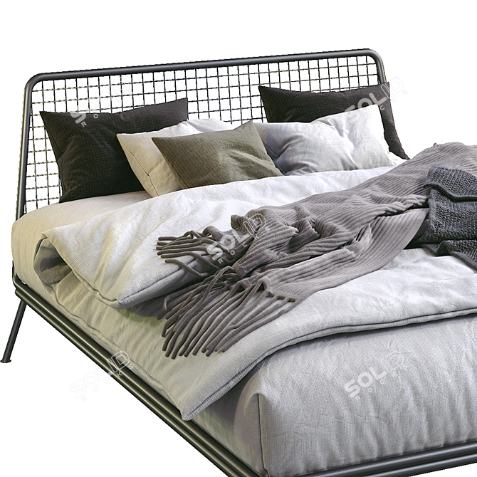 NIANDER Mesh Queen Bed: Modern & Stylish Sleep Solution 3D model image 2