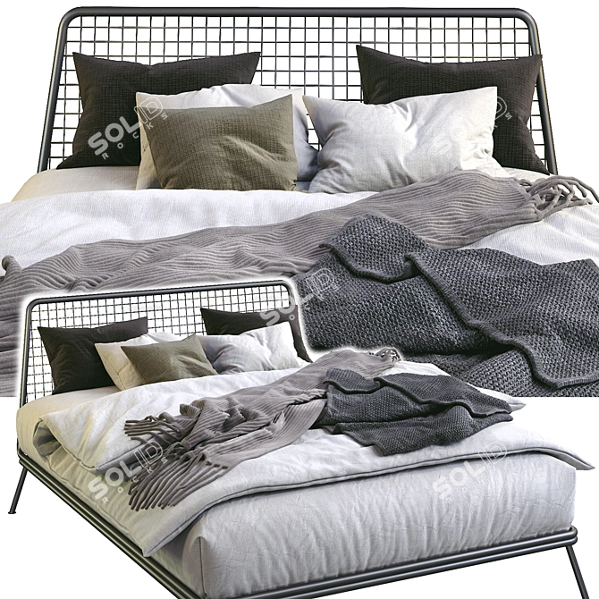 NIANDER Mesh Queen Bed: Modern & Stylish Sleep Solution 3D model image 3