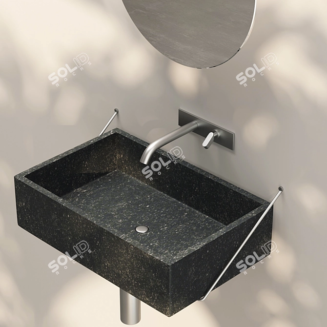 Elegant Carrara Outdoor Washbasin 3D model image 3