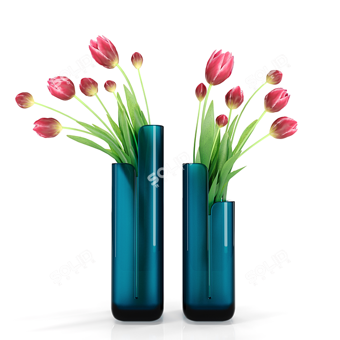 Crystalmood Vase: Tulip-inspired Elegance 3D model image 2