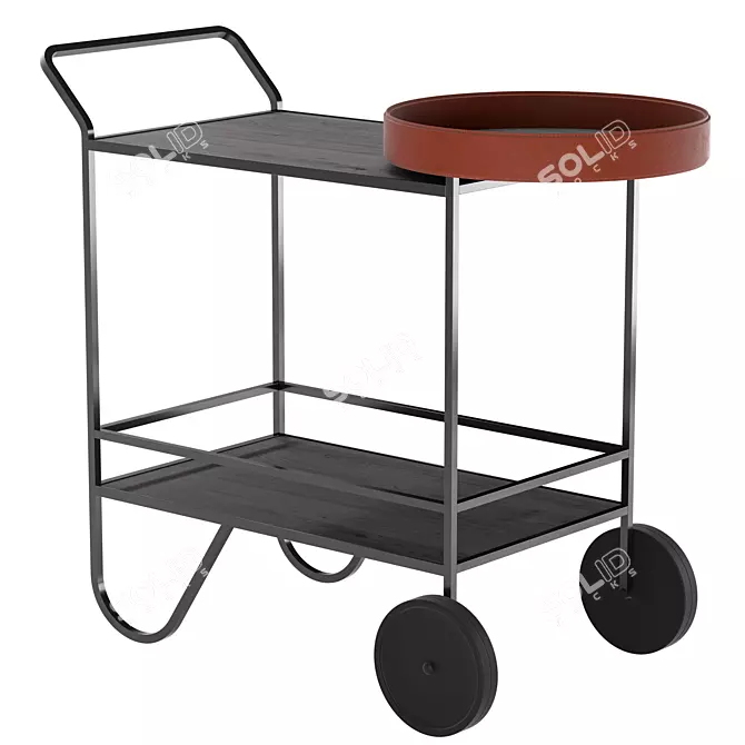 Stylish Metal Food Trolley 3D model image 1