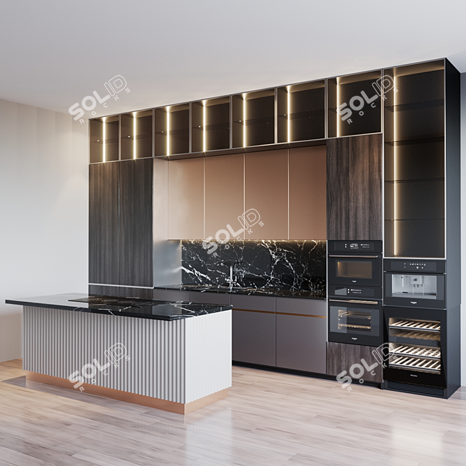 Modern Kitchen with Sleek Design 3D model image 2