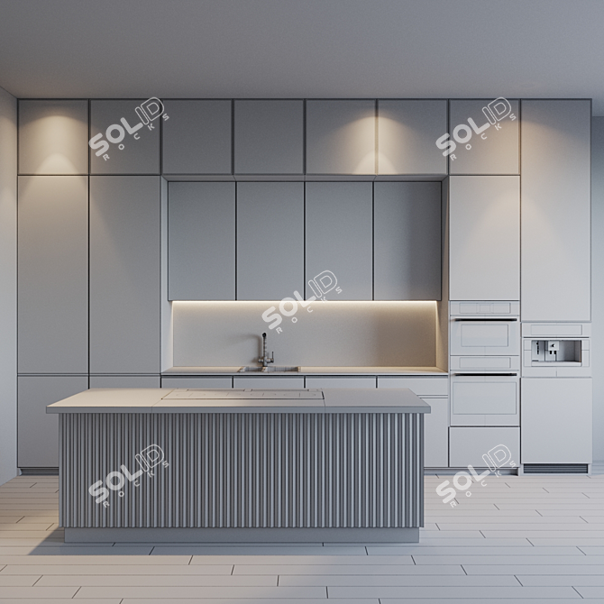 Modern Kitchen with Sleek Design 3D model image 5