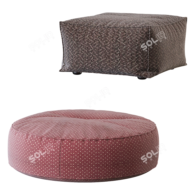 Orlando Seamed Ottoman: Square & Round 3D model image 3