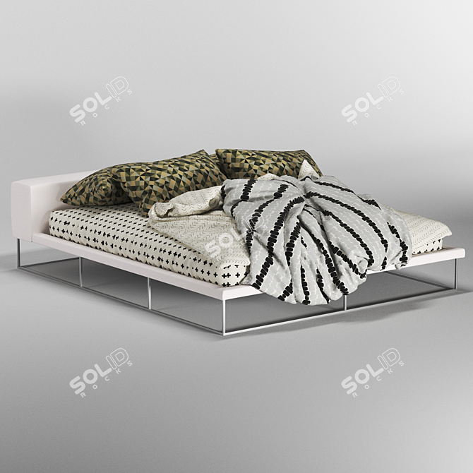 Ile Bed: Upholstered, Removable Cover 3D model image 1