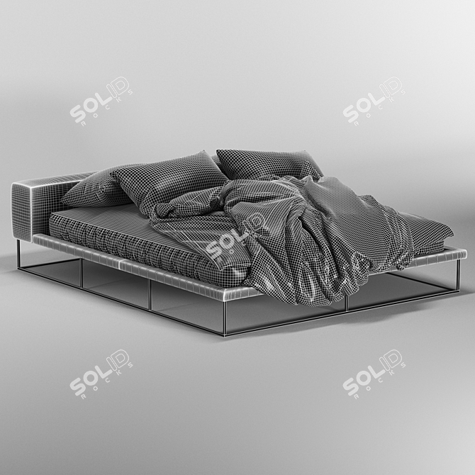 Ile Bed: Upholstered, Removable Cover 3D model image 2