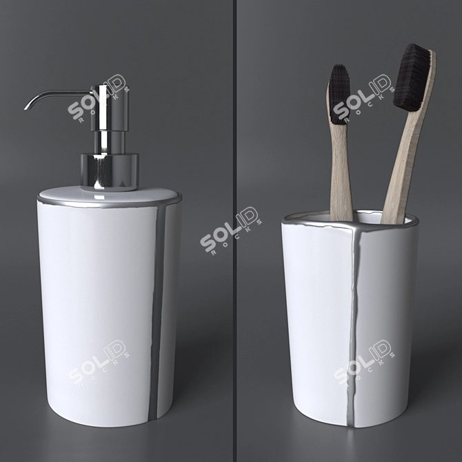 Luxury Porcelain Bath Accessories Set - Labrazel Lino Platinum 3D model image 3