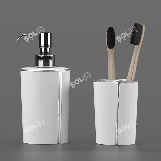 Luxury Porcelain Bath Accessories Set - Labrazel Lino Platinum 3D model image 7