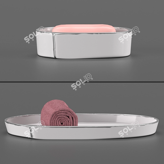 Luxury Porcelain Bath Accessories Set - Labrazel Lino Platinum 3D model image 10