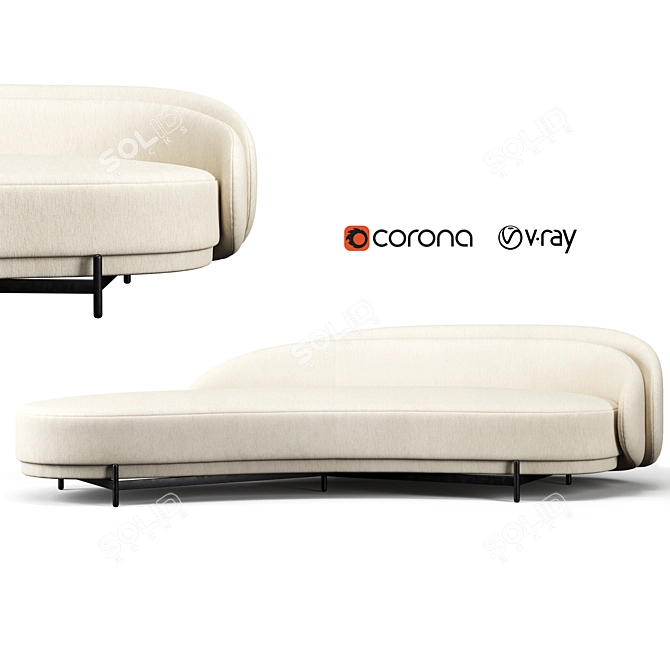 Luxury Layered Back Sofa 3D model image 1