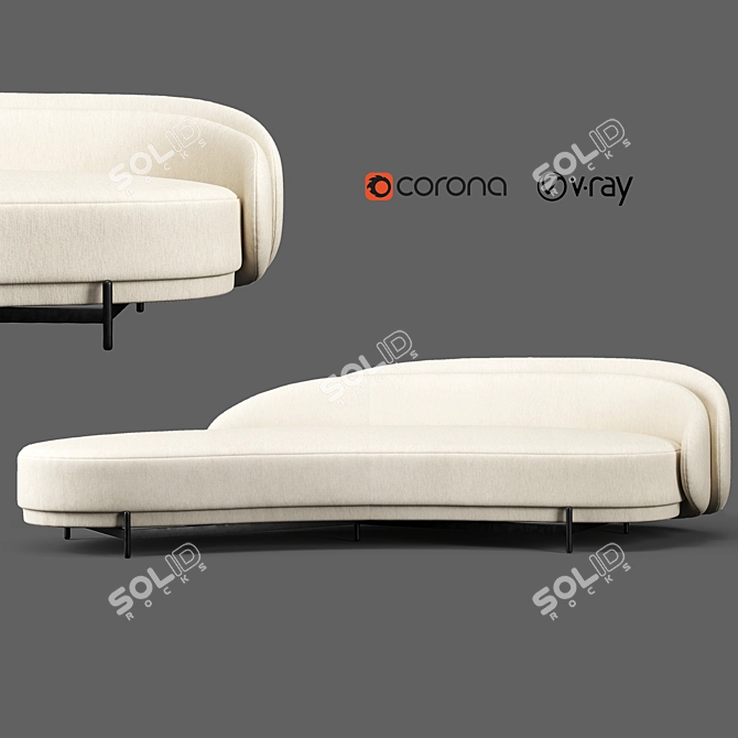 Luxury Layered Back Sofa 3D model image 4