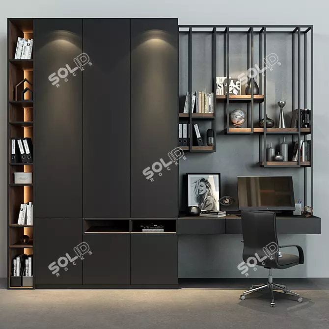 Modern Grey Cabinet - 071 3D model image 1