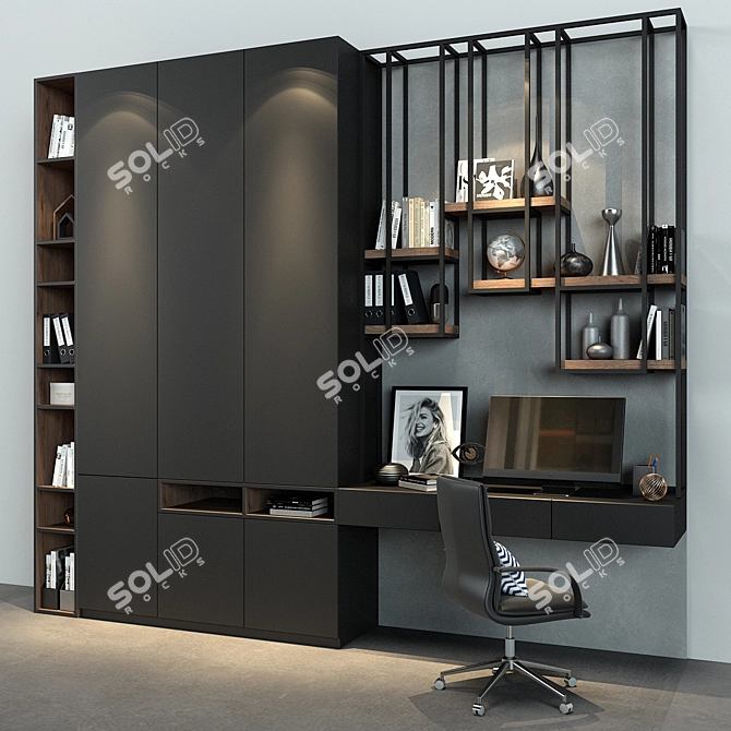 Modern Grey Cabinet - 071 3D model image 2