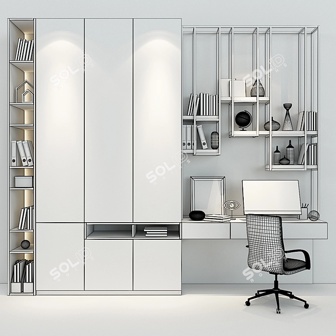 Modern Grey Cabinet - 071 3D model image 3