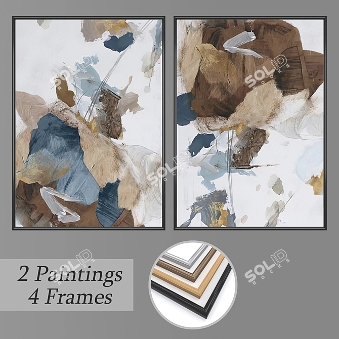 Artistic Wall Painting Set No 1715 3D model image 1