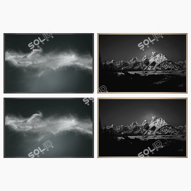 Elegant Wall Art Set with Multiple Frames 3D model image 2