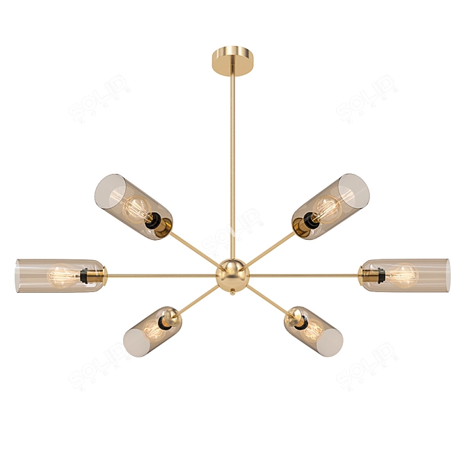 Elegant Metal and Glass Chandelier 3D model image 1