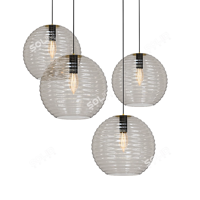 Stylish Glass Pendant Light 3D model image 1