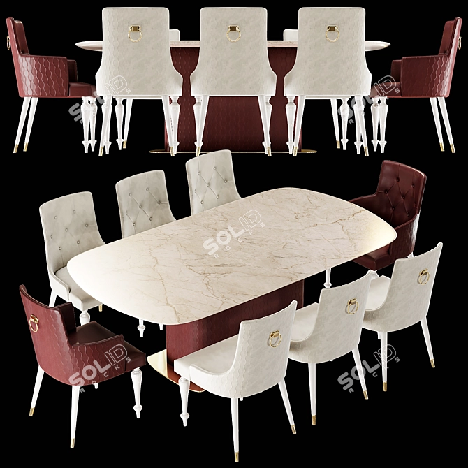 Elegant Dining Group by SCAPPINI & C 3D model image 1