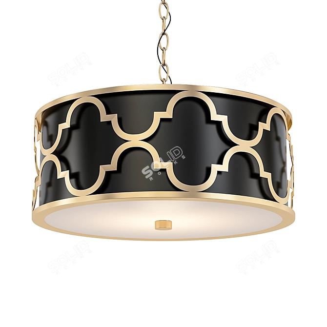 Elegant Black & Gold Pendant 3D model image 1