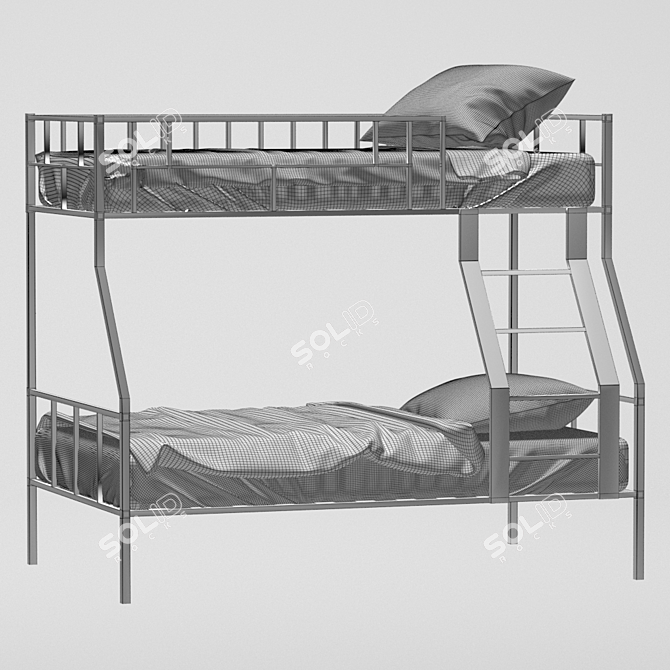 Barcelona Metal Bunk Bed 3D model image 4