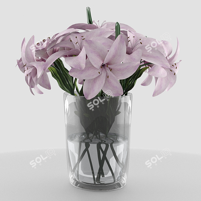 Pink Lily Bouquet - Elegance in Bloom 3D model image 1