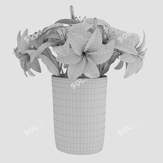 Pink Lily Bouquet - Elegance in Bloom 3D model image 2