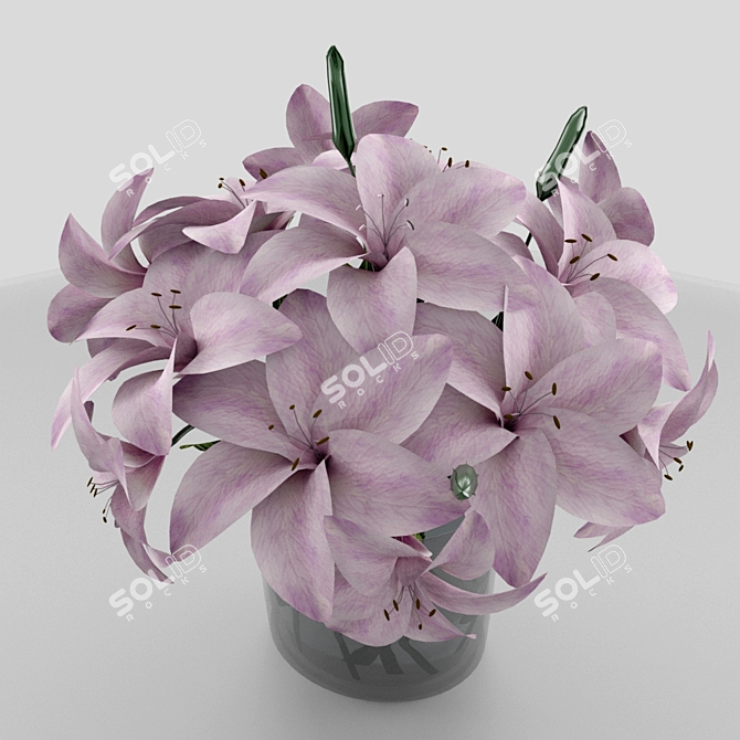 Pink Lily Bouquet - Elegance in Bloom 3D model image 3