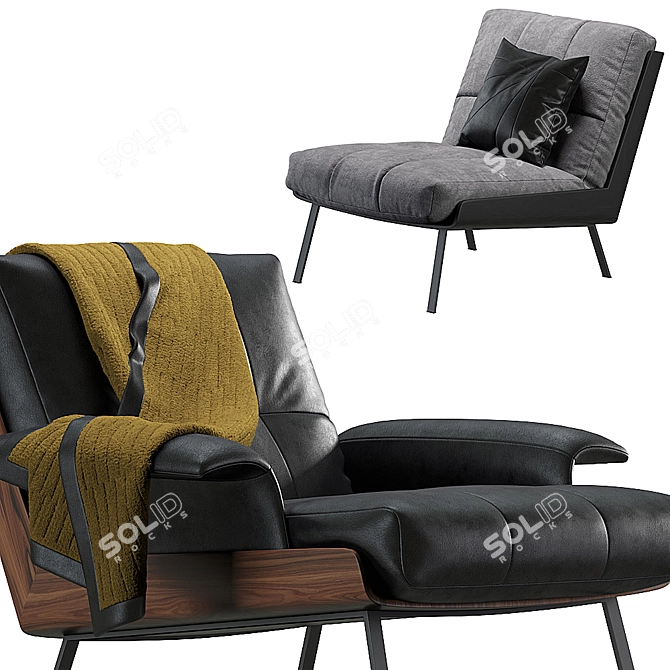 Contemporary Daiki Armchair: Minotti Design 3D model image 2