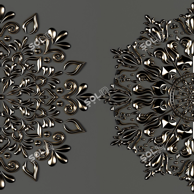 Ornamental Mandala Collection: 5 Exquisite 3D Designs 3D model image 4