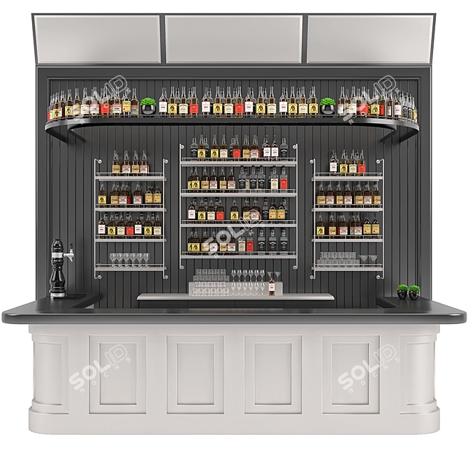 Title: Restaurant Bar Set 01 - Drinks & Shelves 3D model image 1