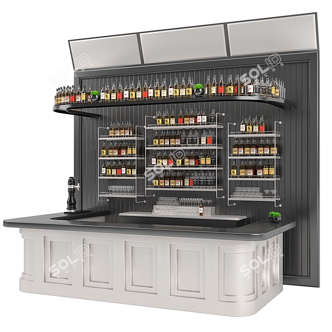 Title: Restaurant Bar Set 01 - Drinks & Shelves 3D model image 2