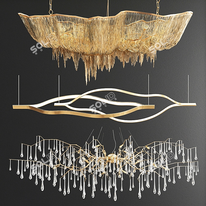 Exquisite Atlantis Henge Bijout Chandelier 3D model image 1