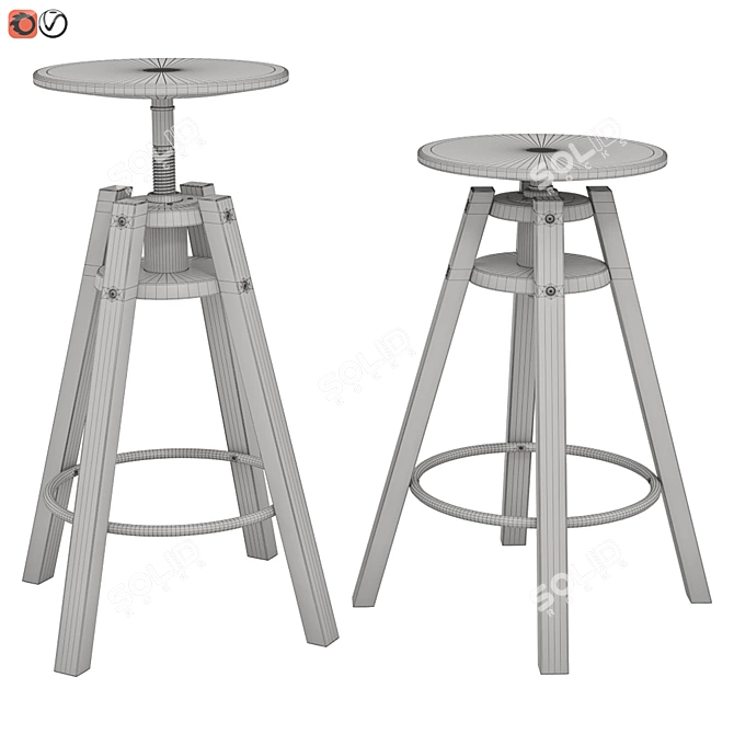 IKEA DALFRED Bar Stool: Sleek and Adjustable 3D model image 2
