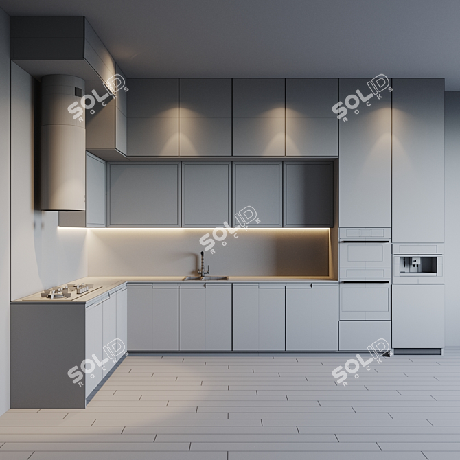 Title: Modern Kitchen Set with Appliances 3D model image 1