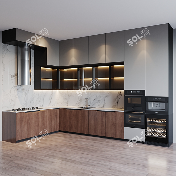 Title: Modern Kitchen Set with Appliances 3D model image 2