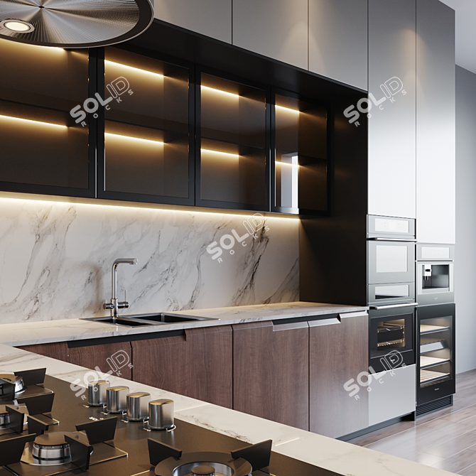 Title: Modern Kitchen Set with Appliances 3D model image 3