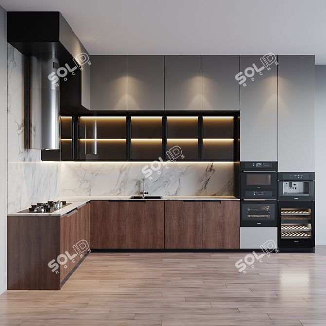 Title: Modern Kitchen Set with Appliances 3D model image 5