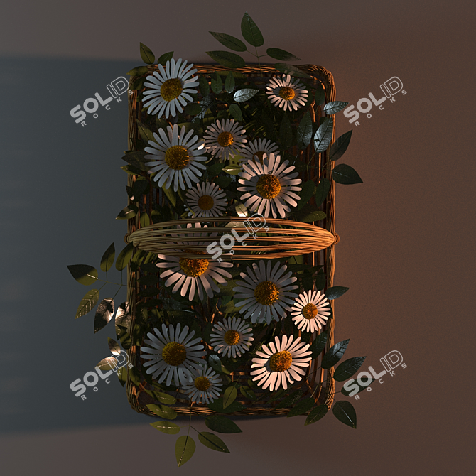 Daisy Bliss Basket: A Delightful Floral Arrangement 3D model image 3