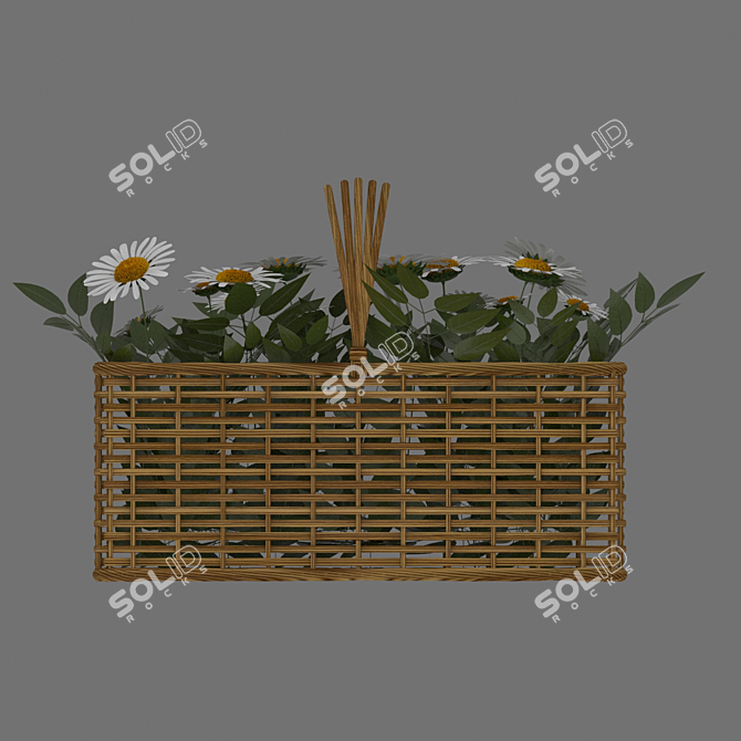 Daisy Bliss Basket: A Delightful Floral Arrangement 3D model image 4