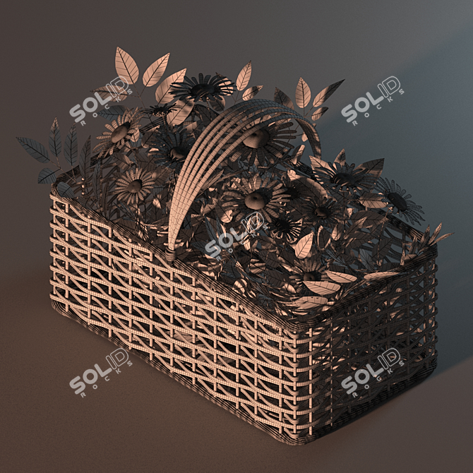 Daisy Bliss Basket: A Delightful Floral Arrangement 3D model image 5