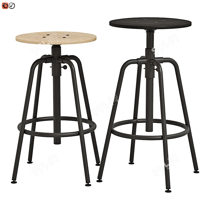 KULLABERG Black Pine Stool 3D model image 1