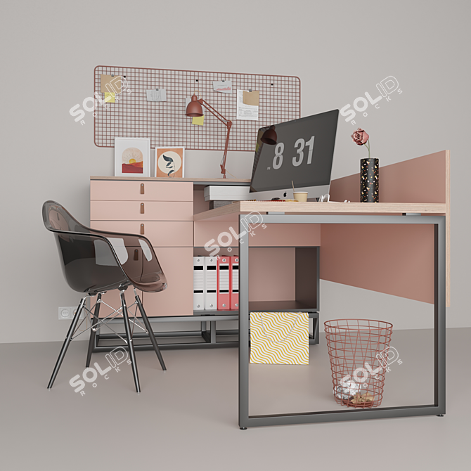 PBR Office Workplace 1 3D model image 1