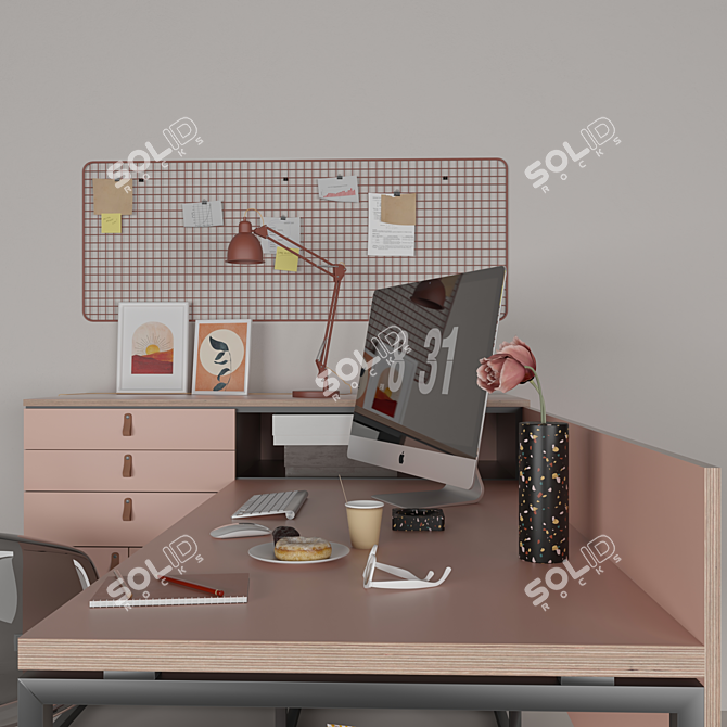 PBR Office Workplace 1 3D model image 2