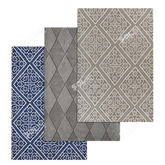 Luxury Carpets Collection: High-Quality Set of 3 Rugs 3D model image 1