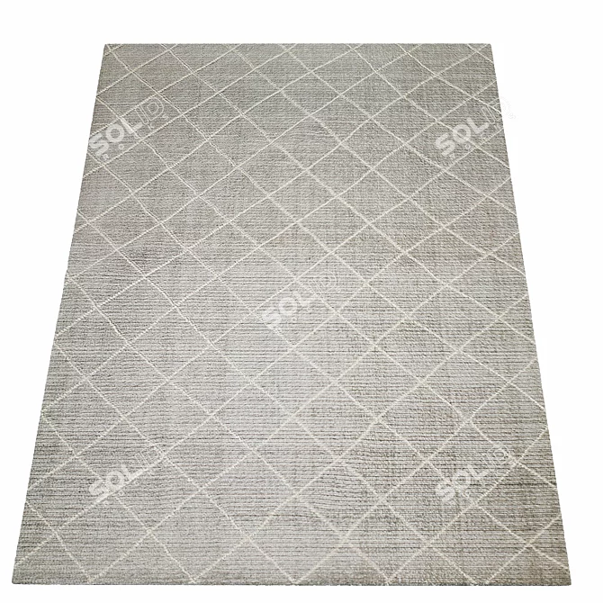 Elegant Reina Diamond Wool Rug 3D model image 2