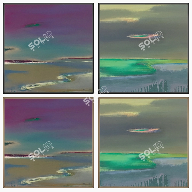 Gallery Art Set: 2 Paintings & 4 Frames 3D model image 2