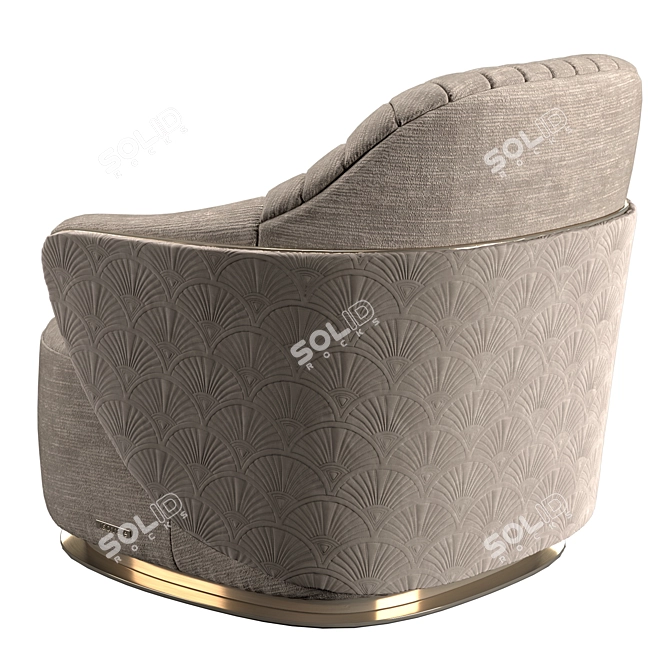 Elegant Adele Armchair: Leather Upholstery & Embroidered Design 3D model image 2