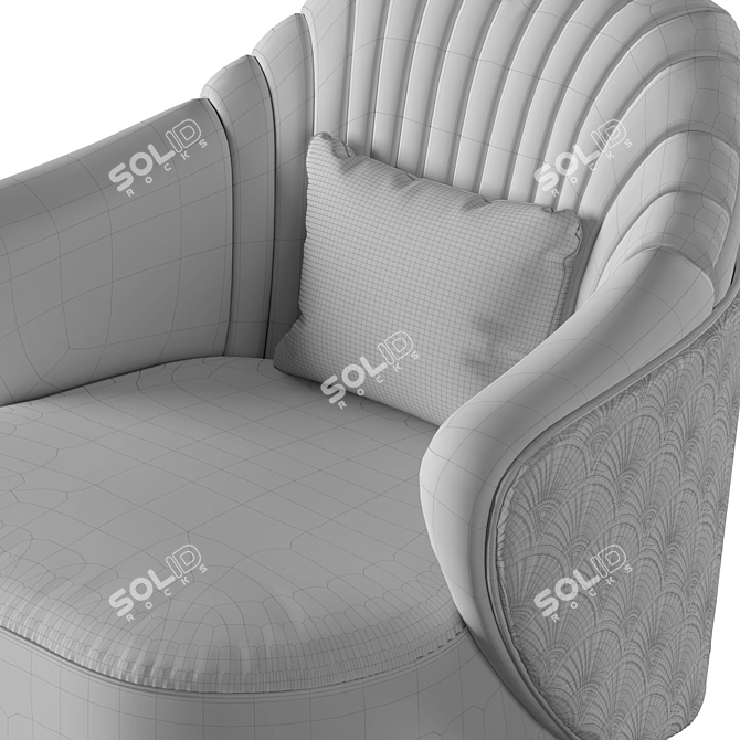 Elegant Adele Armchair: Leather Upholstery & Embroidered Design 3D model image 5