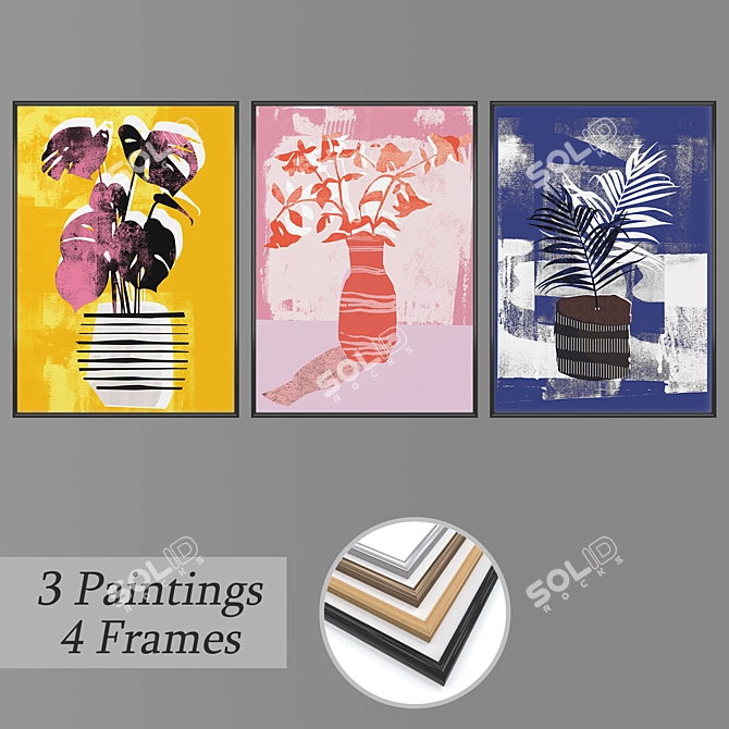 Assorted Set of Wall Paintings 3D model image 1